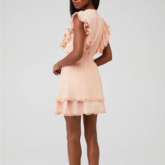 SAGE THEāLABEL Peach SUMMERS EVE RUFFLE DRESS - Picture 3 of 4